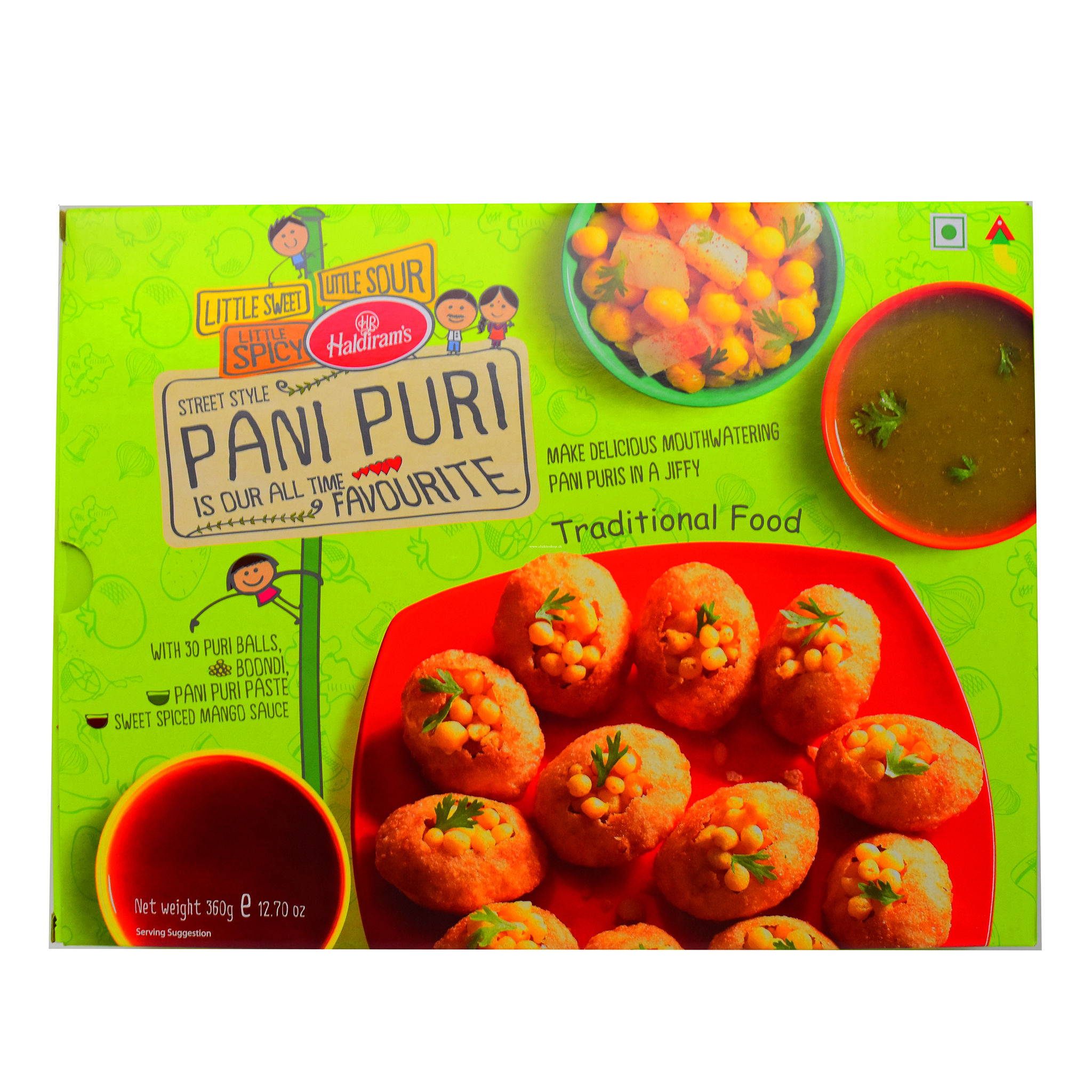 Lebensmittelgeschäft :: Snacks und Süßigkeiten :: Snacks :: Pani Puri 360  gr - Haldirams - Click To Shop - Online-Shop mit Lieferung nach Hause